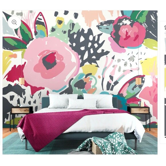 Origin Murals Other - Origin Murals Abstract Floral Raspberry Pink Wall Mural MUR251M 300x240cm Sealed